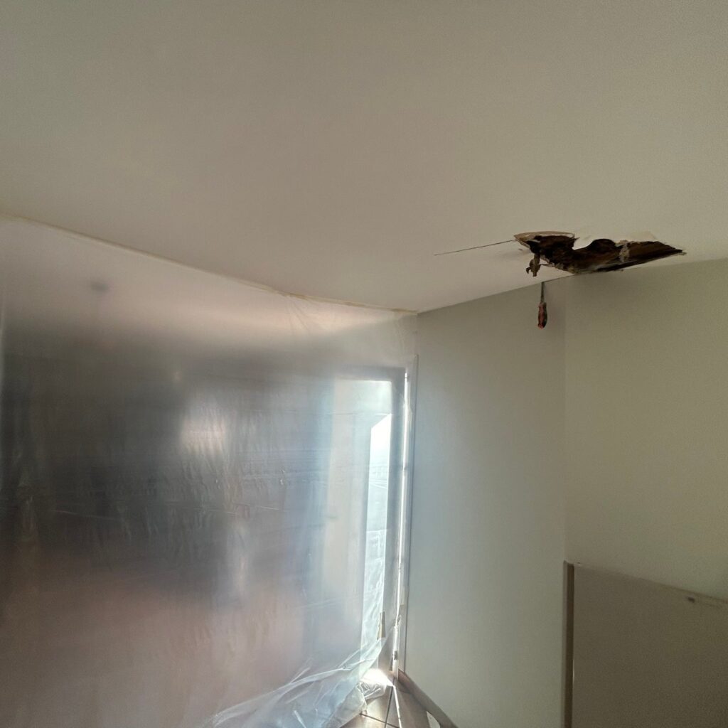Réfection de plafond après un dégât des eaux avant les travaux